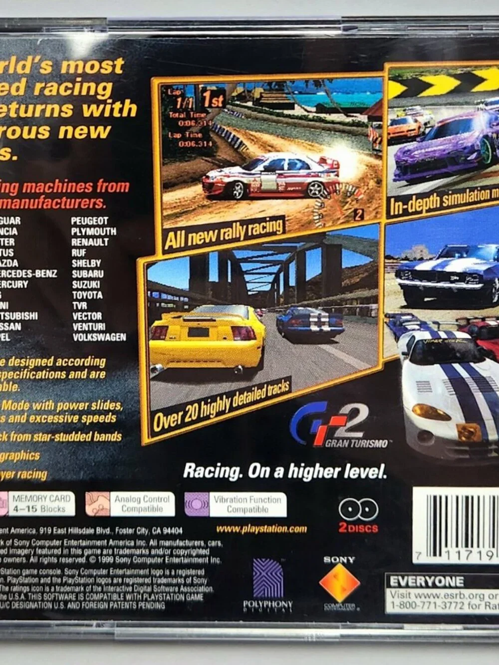 Gran Turismo 2 PS1 CIB Complete + Manuals Black Label PlayStation 1 - VGC Tested
